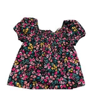 NWT Ditsy Floral Blouse Girls XL Crown & Ivy Puff Sleeve Peasant Colorful Shirt